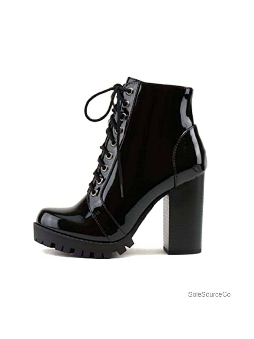 Faux Suede Lace Up Combat Boots with Stacked Heel Ankle Bootie
